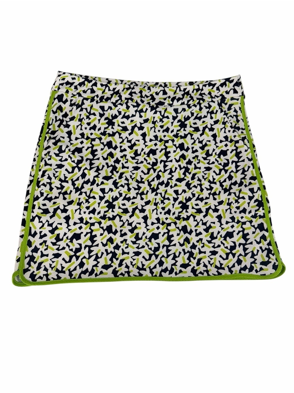 COURT HALEY Navy White Lime Green Abstract Print Pull-On Tennis Golf Skort m